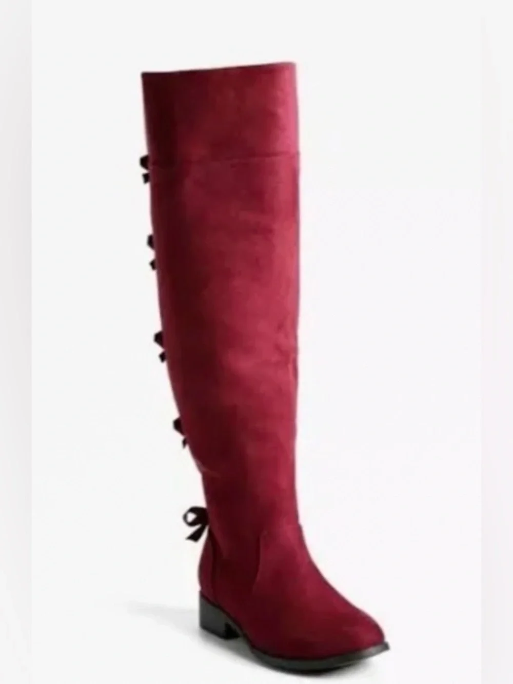 👠🌹 WIDE CALF SEXY NWT TORRID Red Rose Over-the-Knee Suede Boots! Curvy approved